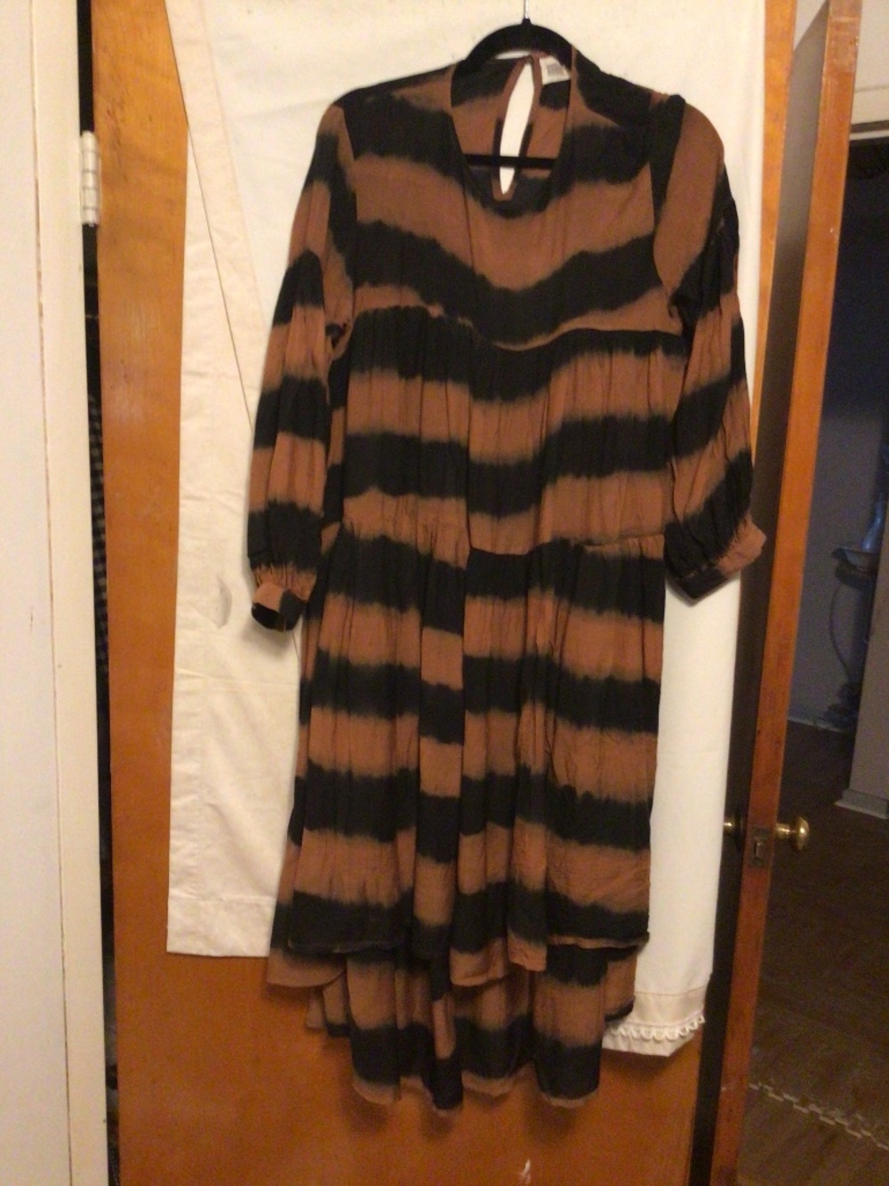 Norblack Norwhite bold print high low whimsical.goth dress SZ MP